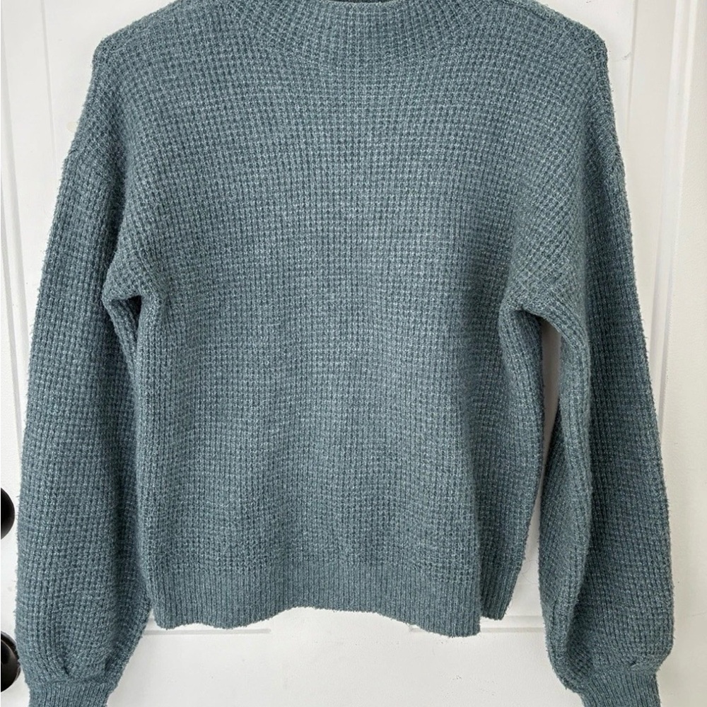 Pink Rose Women’s Green Mock Neck Long Sleeve Knit Sweater Size Small